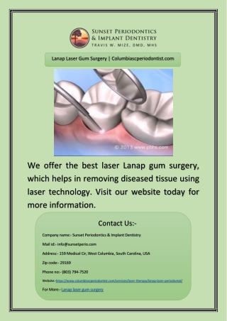 Lanap Laser Gum Surgery | Columbiascperiodontist.com