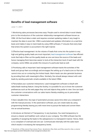 Benefits of lead management software