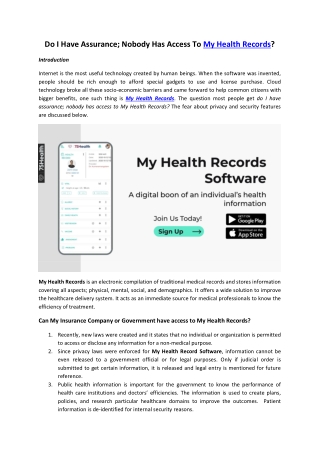 Do I Have Assurance Nobody Has Access To My Health Records