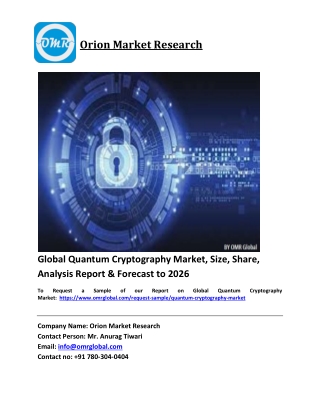 Global Quantum Cryptography Market Trends, Size, Competitive Analysis and Foreca