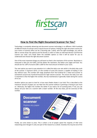 How to Find the Right Document Scanner For You