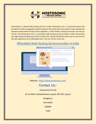 Affordable Web Hosting Service Provider in India | Hostosonic.com