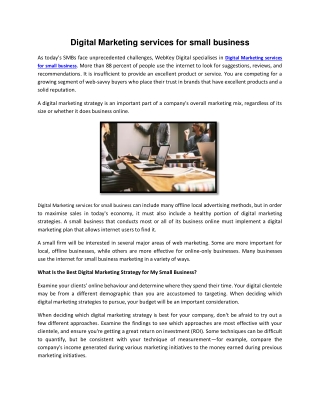 Digital Marketing services for small business