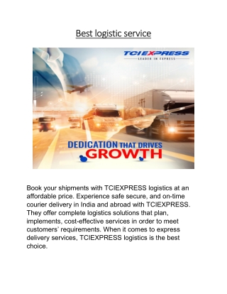 Best logistic service