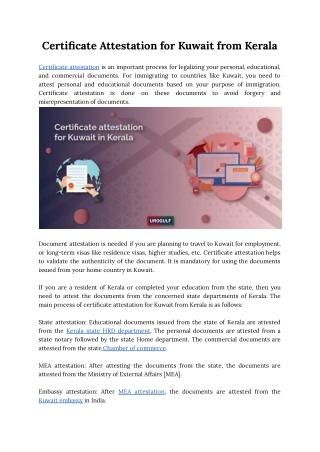 Certificate Attestation for Kuwait from Kerala