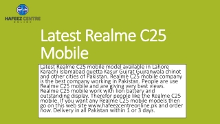 Latest Realme C25 mobile price list in Lahore Pakistan