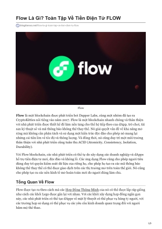 Flow Là Gì? Toàn Tập Về Tiền Điện Tử FLOW