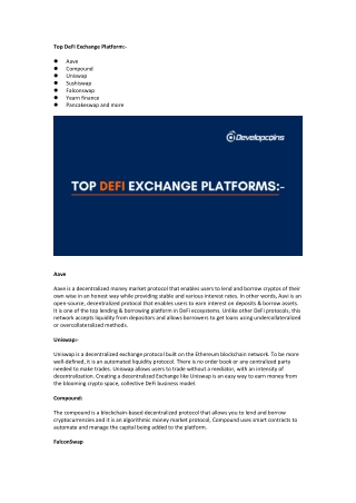 Top DeFi Exchange Platform