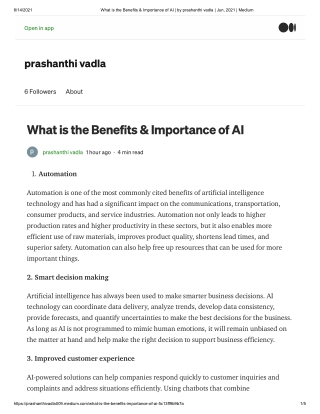 What is the Benefits & Importance of AI