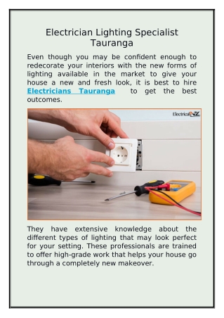 Electrician Lighting Specialist Tauranga