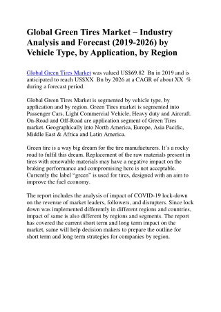 Global Green Tires Market