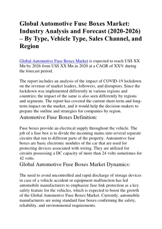 Global Automotive Fuse Boxes Market
