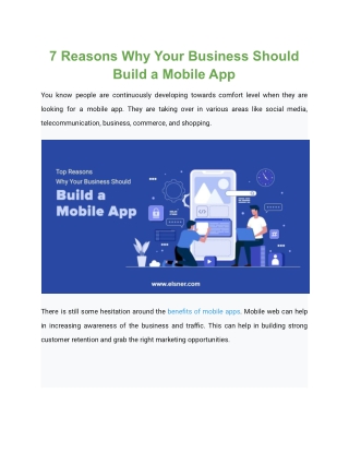 7 Reasons Why Your Business Should Build a Mobile App