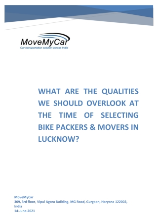 We Provide The Best Bike Packers And Movers Services in Lucknow