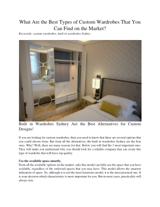 What Are the Best Types of Custom Wardrobes That You Can Find on the Market