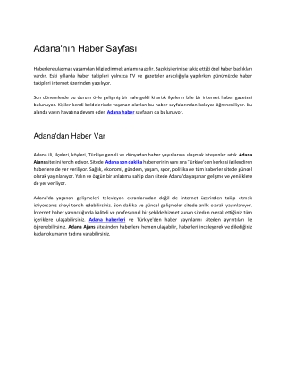 Adana'nın haber sayfası