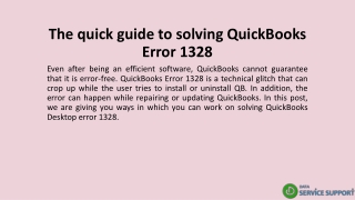 The quick guide to solving QuickBooks Error 1328