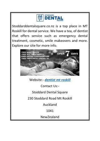 Dentist Mt Roskill | Stoddarddentalsquare.co.nz