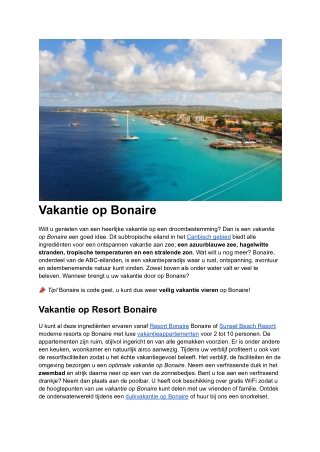 Vakantie op Bonaire