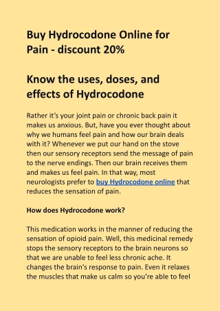 Buy Hydrocodone Online for Pain - discount 20%.docx