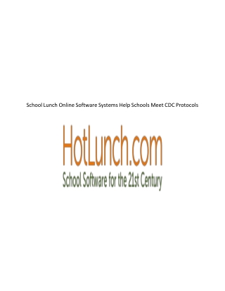 School Lunch Online Software Systems Help Schools Meet CDC Protocols