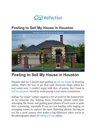 Posting to Sell My House in Houston