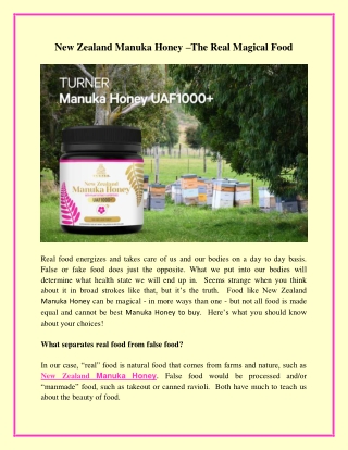 New Zealand Manuka Honey The Real Magical Food