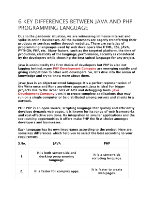 6 KEY DIFFERENCES BETWEEN JAVA AND PHP PROGRAMMING LANGUAGE