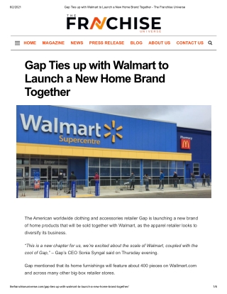 Gap Ties up with Walmart to Launch a New Home Brand Together - The Franchise Universe