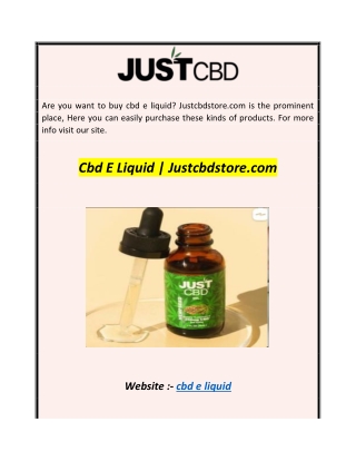 Cbd E Liquid  Justcbdstore