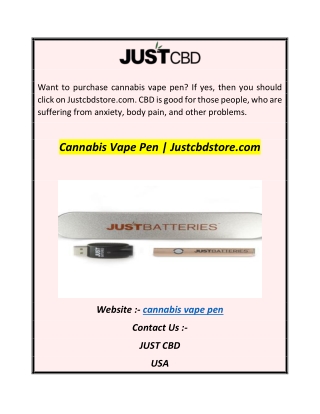 Cannabis Vape Pen  Justcbdstore