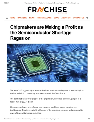 Chipmakers are Making a Profit as the Semiconductor Shortage Rages on - The Franchise Universe