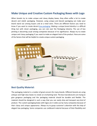 Make unqiue and creative custom packaging boxes with logo.docx