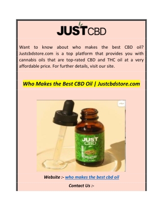 Who Makes the Best CBD Oil  Justcbdstore