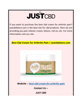 Best Cbd Cream For Arthritis Pain  Justcbdstore