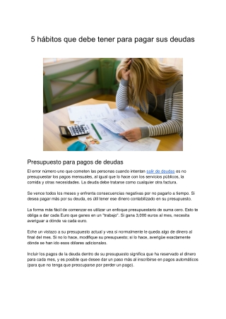5 Hábitos Que Debe Tener Para Pagar Sus Deudas