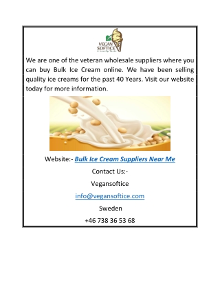 Bulk Ice Cream Suppliers Near Me | Vegan Softice