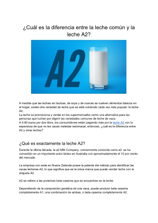 ¿Cuál es la diferencia entre la leche común y la leche A2