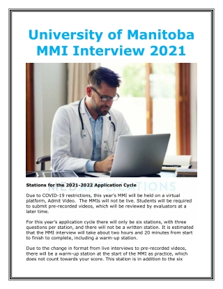 University of Manitoba MMI Interview 2021