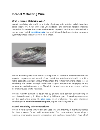 Inconel Metalizing Wire-converted