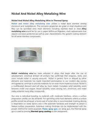 Nickel And Nickel Alloy Metalizing Wire-converted