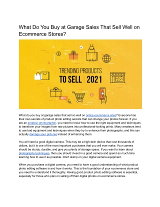 What Do You Buy at Garage Sales That Sell Well on Ecommerce Stores