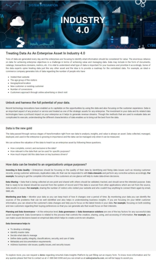 Treating Data As An Enterprise Asset In Industry 4.0
