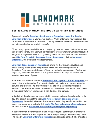 Best features of Under The Tree by Landmark Enterprises