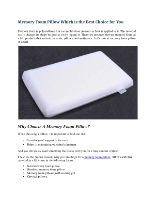 Memory Foam Pillow Which is the Best Choice for You