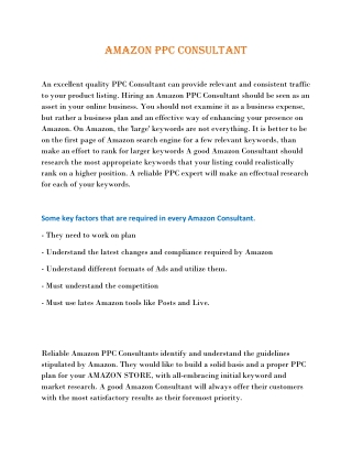 Amazon PPC Consultant