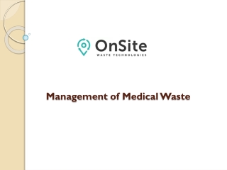 Management of Medical Waste 