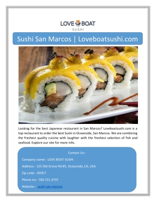 Sushi San Marcos | Loveboatsushi.com