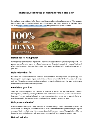 Impressive Benefits of Henna for Hair and Skin