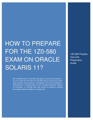 How to prepare for the 1Z0-580 Exam on Oracle Solaris 11?